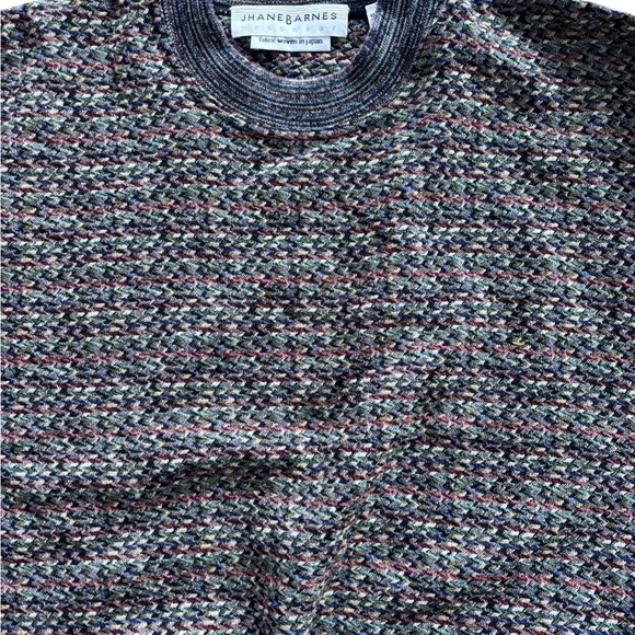 Jhane Barnes Textured Knit Sweater Mens Multicolor Crewneck Japanese Fabric - Picture 3 of 8